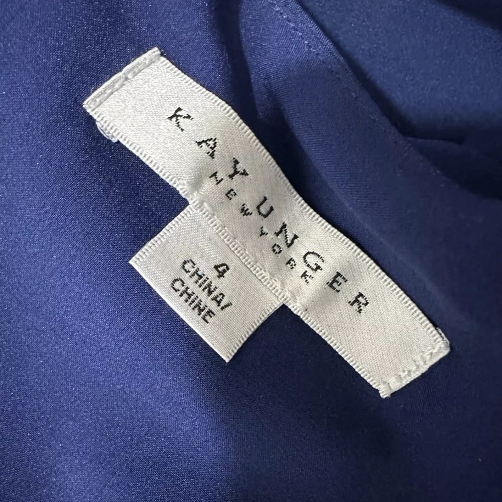 NWT KAY UNGER Sz 4 Navy Long Balloon Sleeve Full-Length Formal Sheath Dress - Picture 9 of 16
